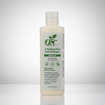 Organic pet bath shampoo bottle, light beige with clear cap, Regular skin formula label