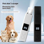 Pet nail polishing device in white and black with digital display and buttons
