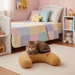 Cat anti-scratch cervical pillow toy, tan plush donut pillow