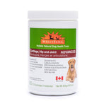 WellyTails cartilage hip and joint dog supplement bottle, green label and ADVANCED badge