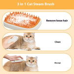 White and orange cat steam brush with orange bristles and rounded steam plate