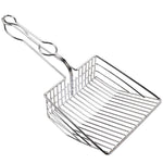 Metal cat litter shovel scoop with wire mesh tray and long loop handle