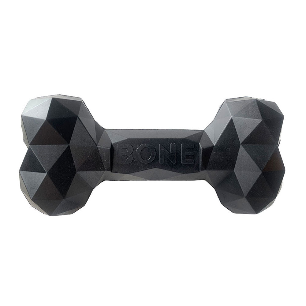 Diamond Bone Slow-Feeding Kauknochen aus dunklem Grau mit „BONE“-Prägung