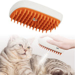 Orange and white steam brush with dense bristle head and curved handle