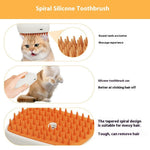 White and orange steam brush with spiral silicone bristle pad and steam vents