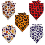 Pet tie-dye triangle scarf set: white, orange, and purple Halloween pattern bandanas