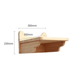 Wall-mounted solid wood cat perch platform with recessed underside