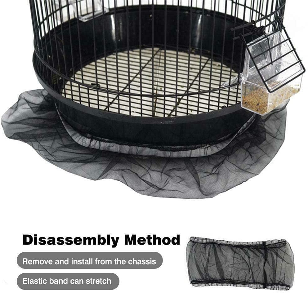Bird cage seed catcher fitted around cage base with black elastic edge