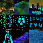 Set of luminous glowing stones, blue and green illuminated fragments