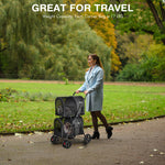 Black 4-in-1 double pet stroller with detachable carrier for travel