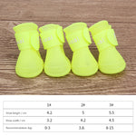Neon yellow-green dog soft-soled pet shoes with elastic hook-and-loop straps, set of 4.
