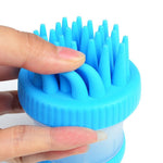 2-in-1 silicone pet washing brush, blue bristles and white base