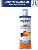 Aqueon water conditioner, 16 fl oz, front label with goldfish and water ripple