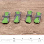 Green and gray dog soft-soled pet shoes with gray hook straps