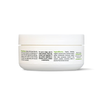 Healing salve jar ingredient panel on back, white lid