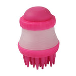 2-in-1 silicone pet washing brush with pink top and white base