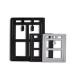 Pet screen door kit in black and white frames with flap supports