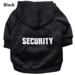 Black fleece security hoodie sweater with hood and SECURITY print