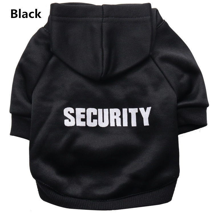 Black fleece security hoodie sweater with hood and SECURITY print
