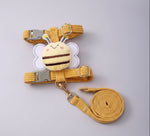 Yellow plush traction rope dog harness with bee-themed patch and braided leash strap