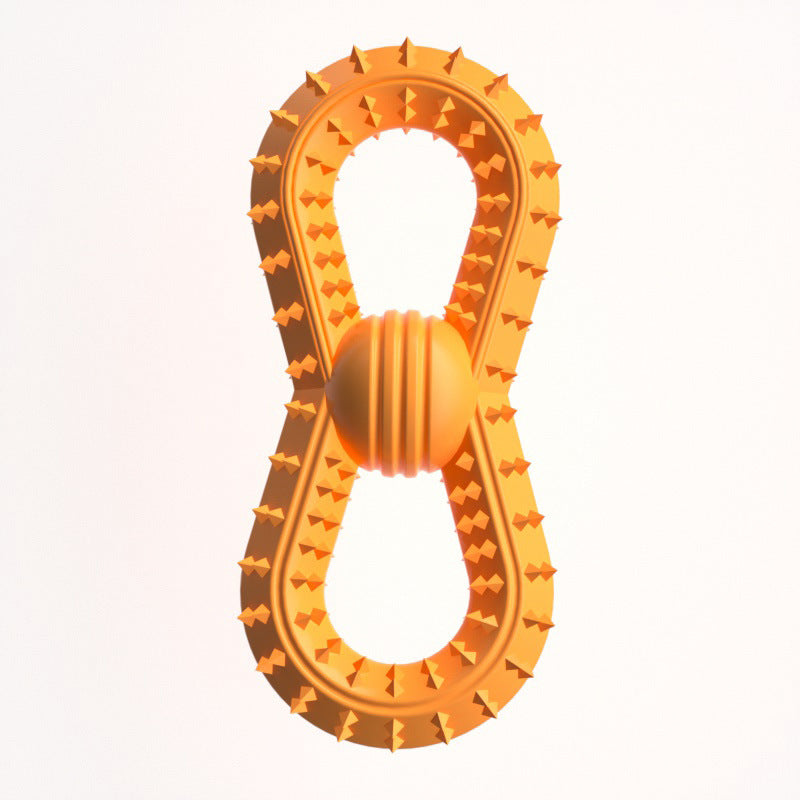 Orange molar ball dog toy, bite-resistant spikes and ridged center