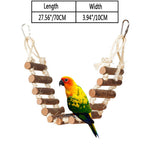 Parrot nibble toy: wooden log ladder with sisal rope ties and hanging hook