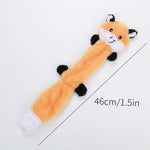 Orange animal plush squeaky pet toy, black accents and 46 cm length