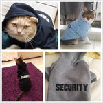 Fleece security pet sweater with hood and 'SECURITY' chest print