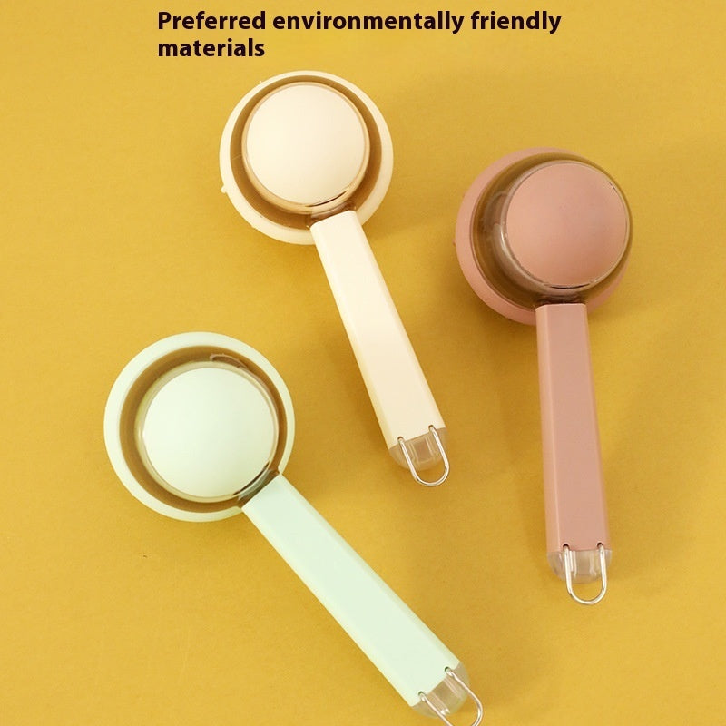 Pet bath brush and comb attachments with circular hanging loops in pastel colors
