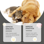 Probiotic supplement tablets for pets with improve immunity and digestion cards