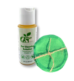 Pet ear cleaning solution bottle, 2 fl oz (59 mL), with green cleaning pad