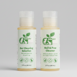 Pet ear and nail cleaner bottles, small 2 fl oz sizes with clear pump and amber fill