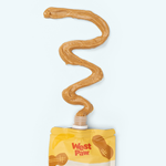 Peanut butter banana dog treat ribbon squeeze from pouch