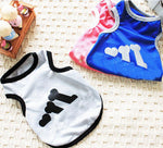 Blue and white dog polyester vests with bear bone prints and rib trim