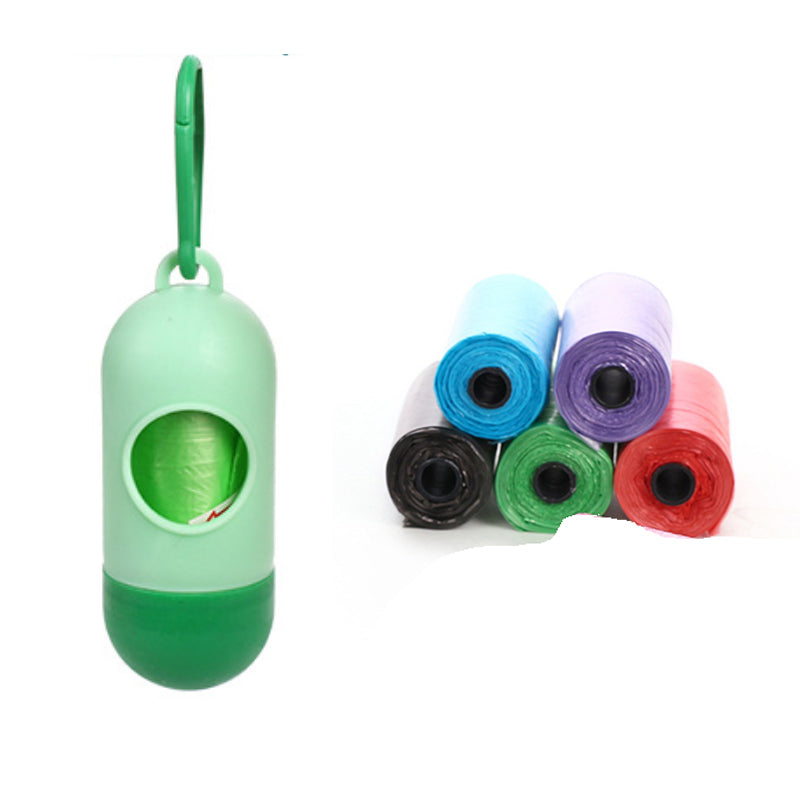 Dog poop bag dispenser, mint and green clip-on holder with roll bag set