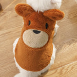 Bear ears fleece-lined dog sweater, puppy brown teddy bear face with rounded ears