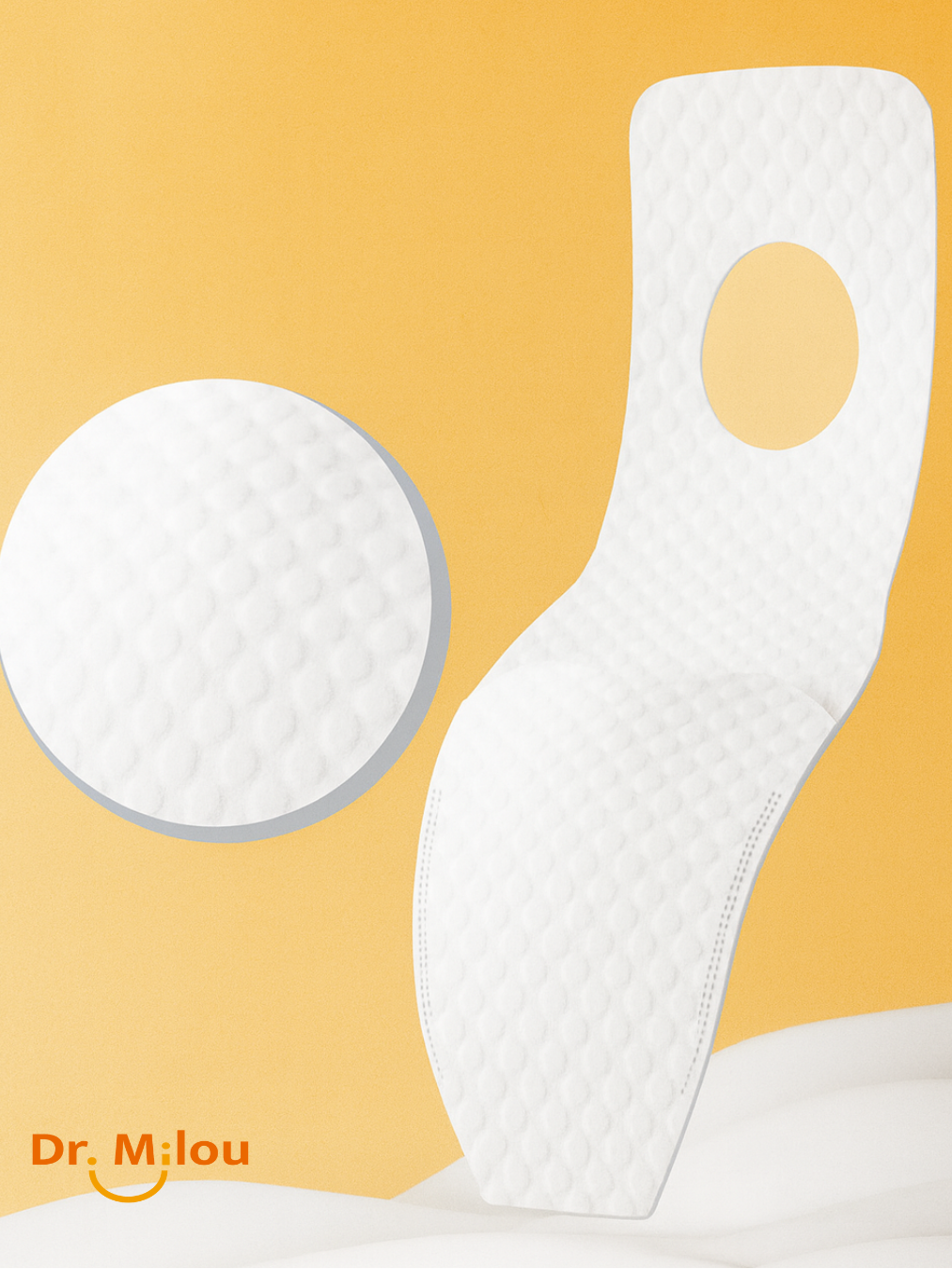 Single white pet dental wipe with a textured surface and thumb loop cutout