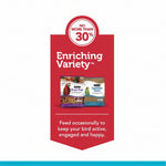 Bird seed mix bag panel with Enriching Variety label and product photos