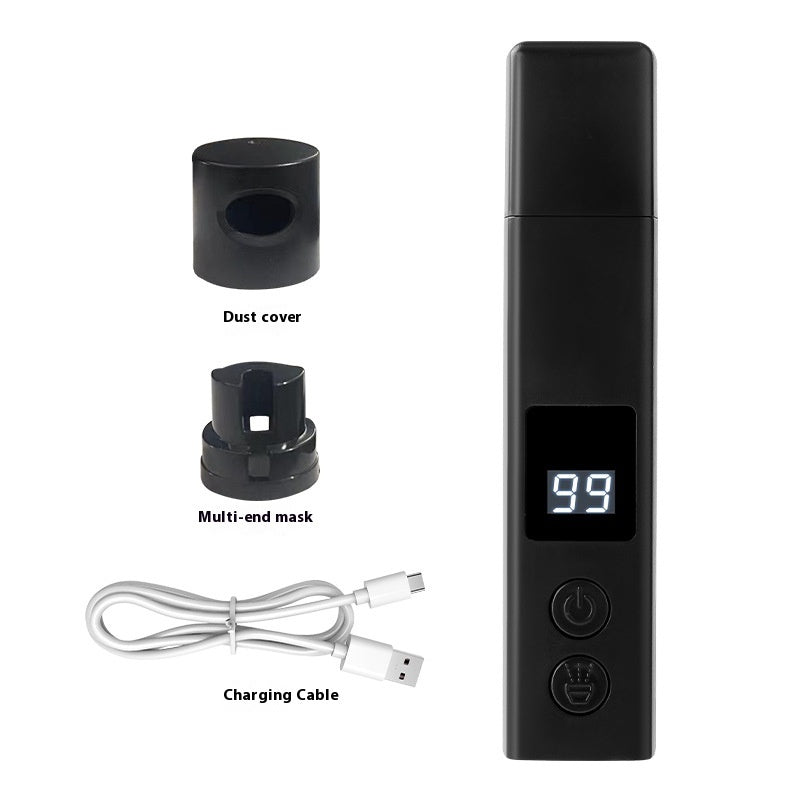 Black pet nail polisher kit with dust cover, multi-end mask, and charging cable