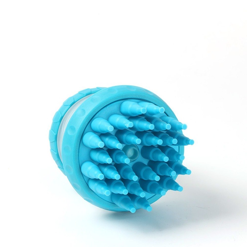 2-in-1 silicone pet washing brush, blue bristle head