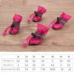 Pink dog soft-soled pet shoes with paw-pull cords and black straps, set of 4.