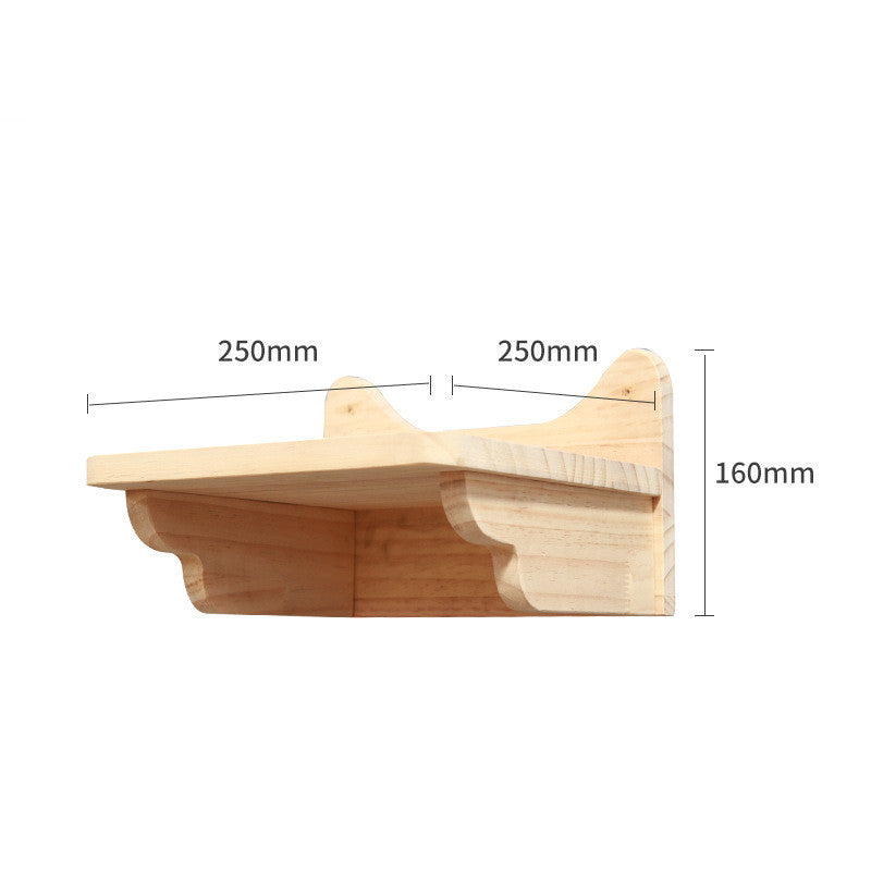 Wooden wall perch platform with two end supports and curved underside