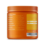 Orange dog vitamin supplement jar back panel with supplement facts and barcode