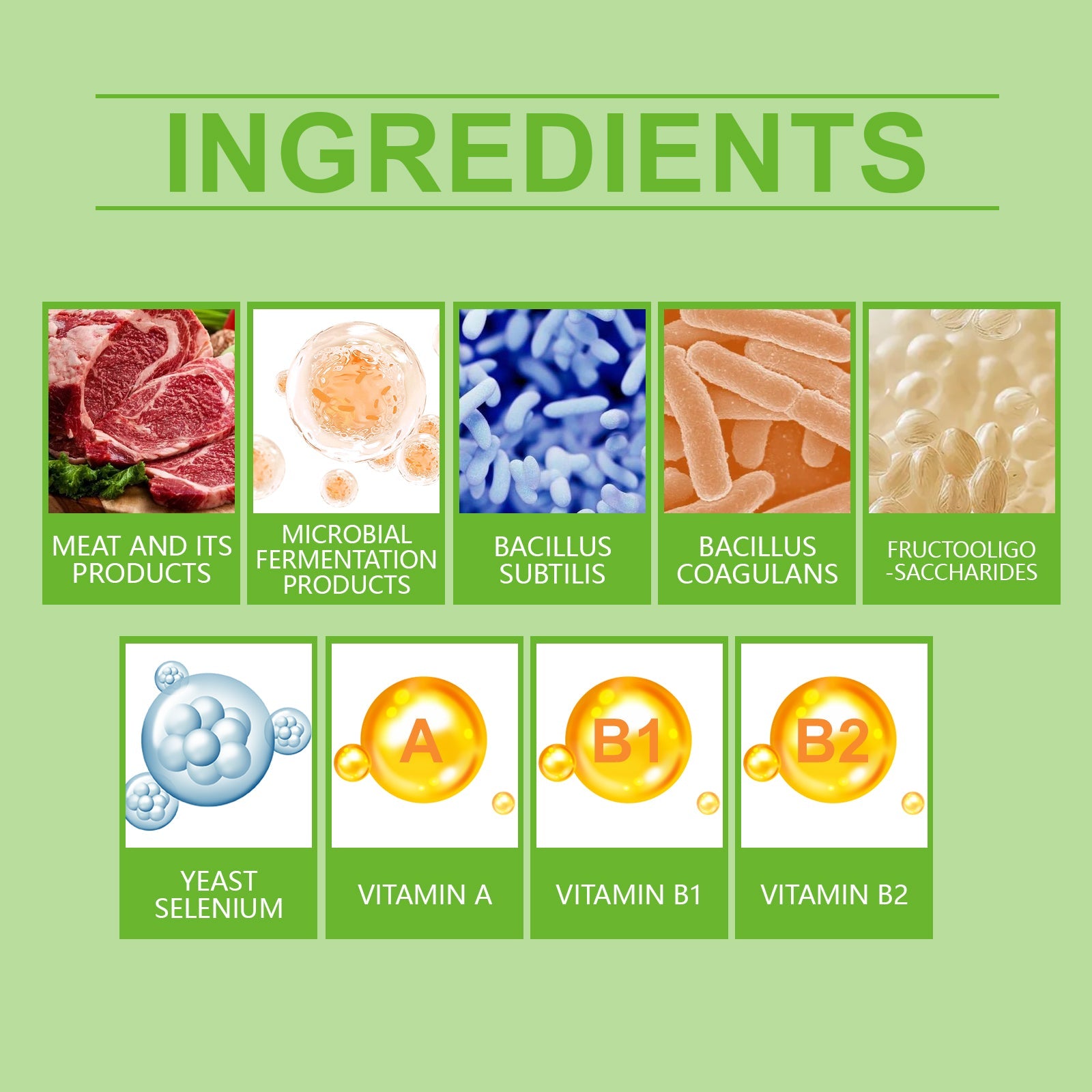 Ingredients panel for probiotics & vitamins tablets with supplement components