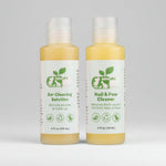 Pet grooming cleaner bottles for ear and nails, clear pumps with amber solution, 4 fl oz