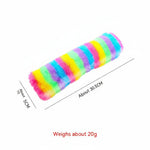 Rainbow long plush cat pillow toy, about 30.5 cm length, striped design