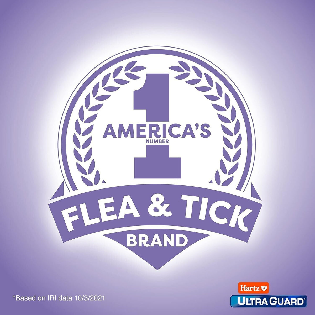 Flea and tick brand badge graphic with laurel wreath and number 1