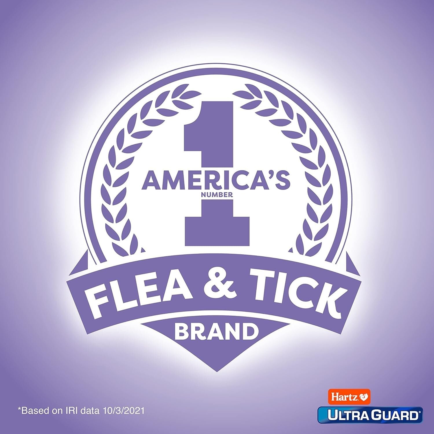 Flea and tick brand badge graphic with laurel wreath and number 1