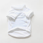 White cotton dog summer vest with short sleeves and round belly opening