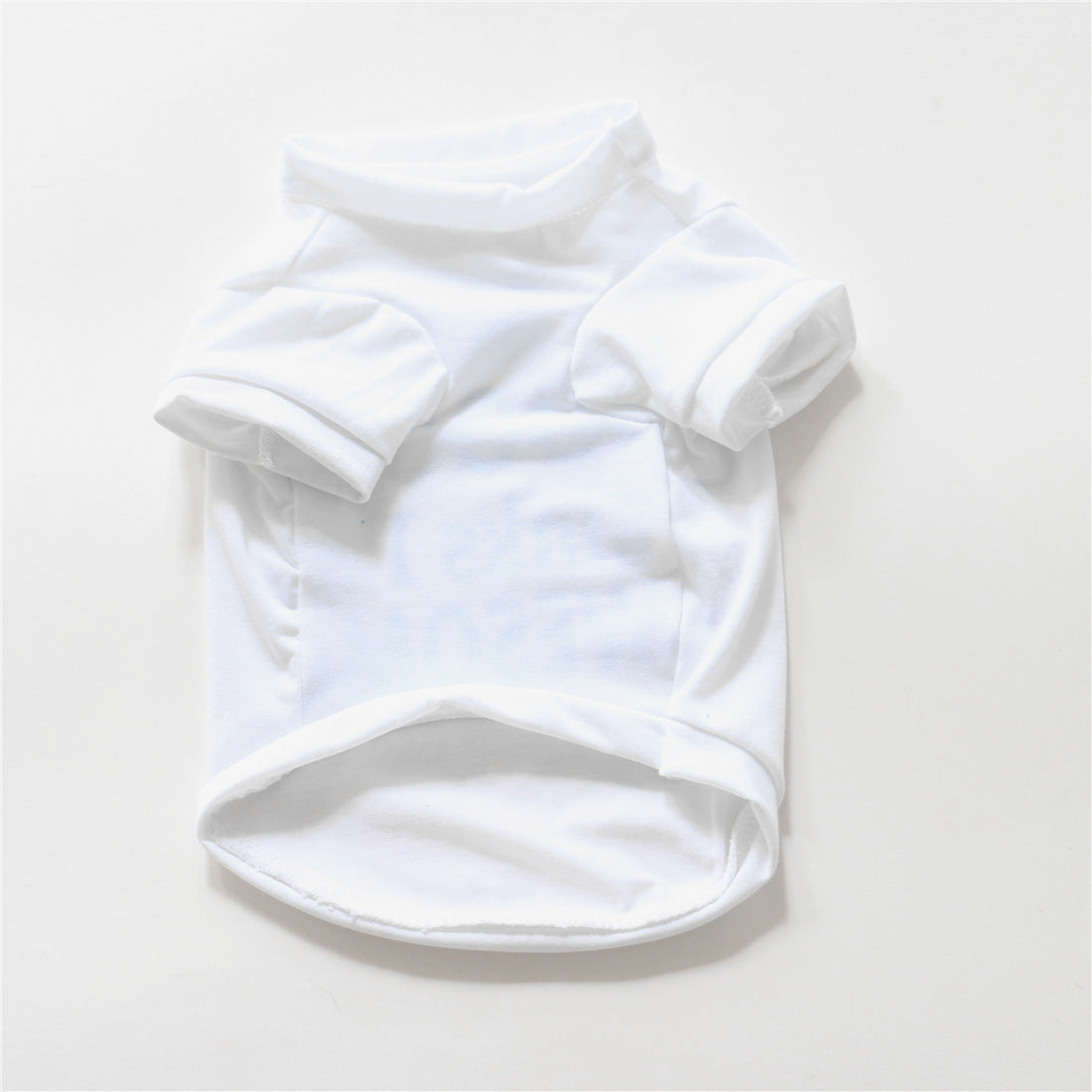 White cotton dog summer vest with short sleeves and round belly opening